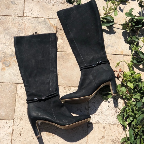 Ecco Shoes - Ecco Knee High Suede Leather Heeled Boot